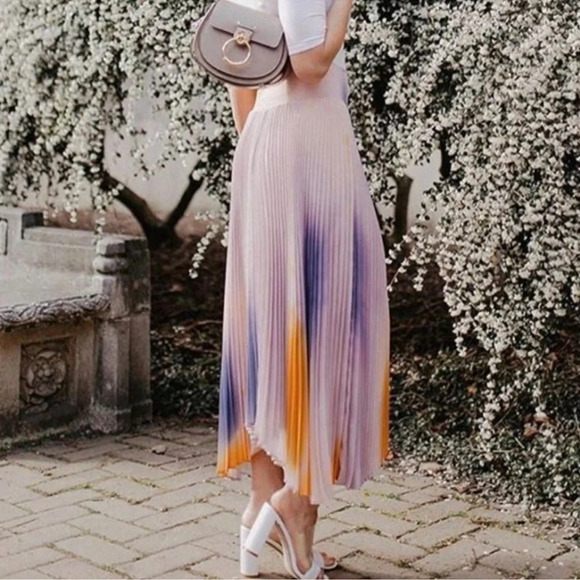A.L.C. Sonali Ombré Midi Skirt Pleated Pastel Women’s XL...